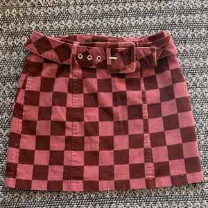 Wild Fable Checkered Mini Skirt in Rose and Deep Mauve